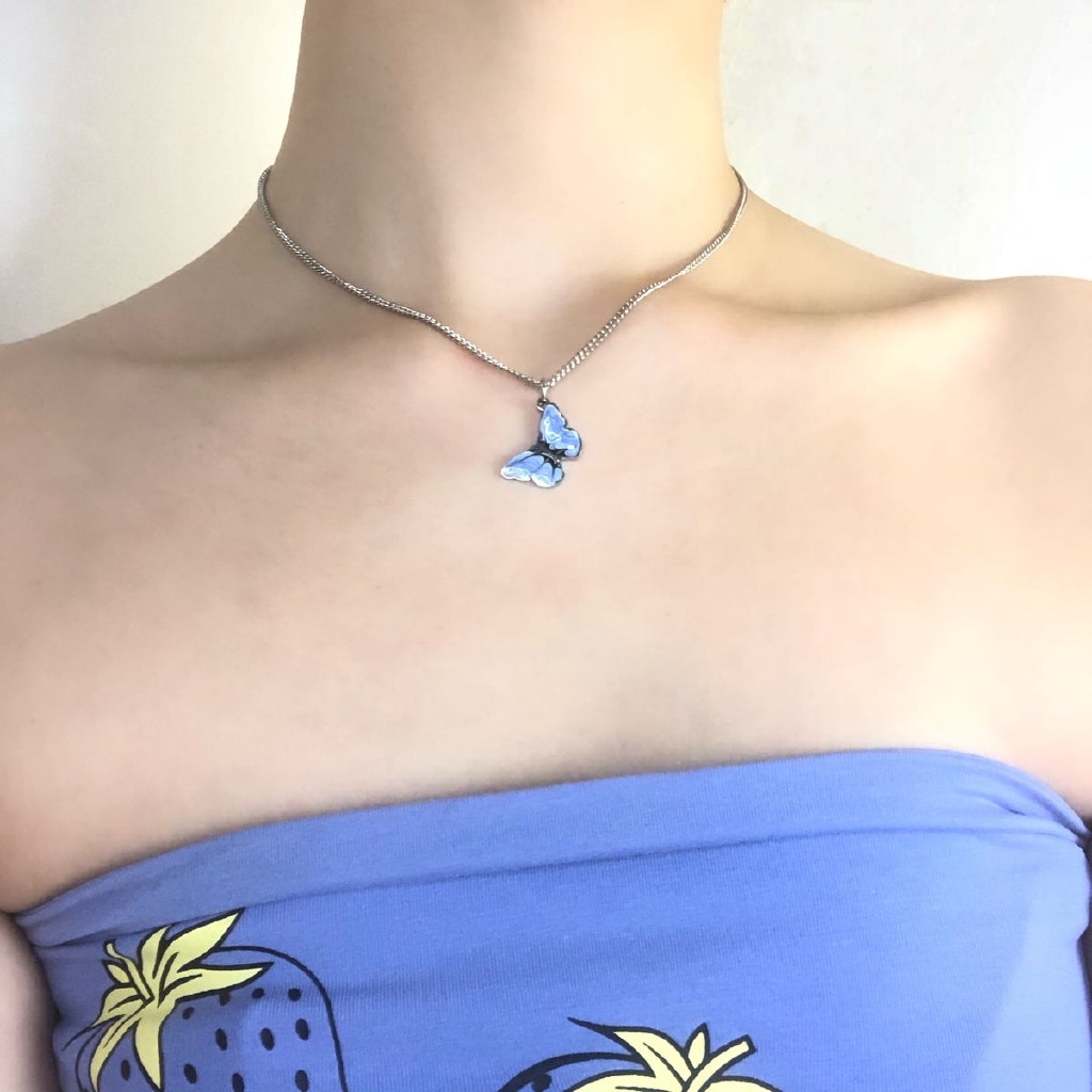 Vòng Cổ Gắn Mặt Hình Bướm Cá Tính Phong Cách Hip-Hop