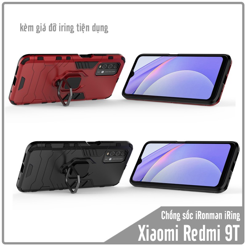 Ốp lưng cho Xiaomi Redmi 9T iRON MAN IRING Nhựa PC cứng viền dẻo chống sốc