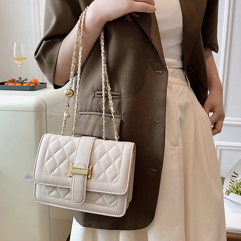 Túi đeo chéo vai IELGY có khóa họa tiết hình thoi phong cách Hàn Quốc thời trang cho nữ