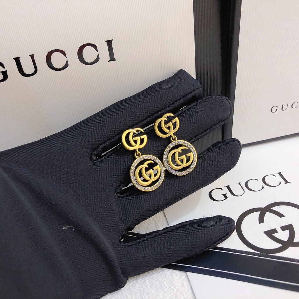 Bông Tai Gucci Bằng Thép Titan Hình Logo GG Đôi Thời Trang Cho Nữ