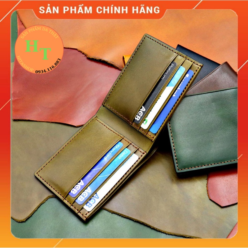 Ví Da Bò Pullup Cao Cấp - Cam Kết 100% Da Bò Thật - Ví Ngang - Hàng Chính Hãng Thương Hiệu HM Leather - B01