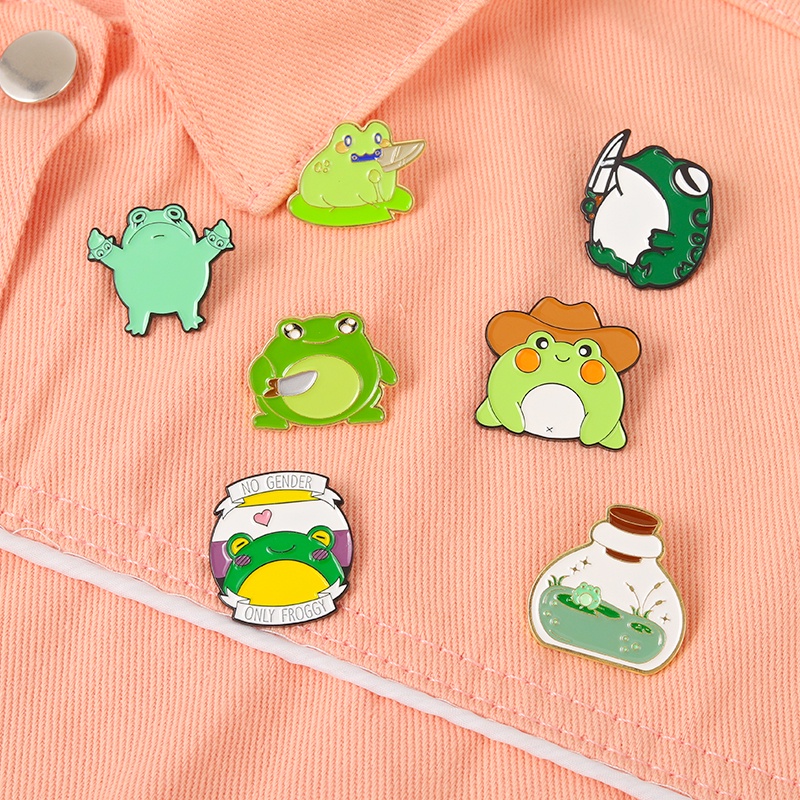 Ghim Cài Áo Hình Ếch Hoạt Hình Dễ Thương