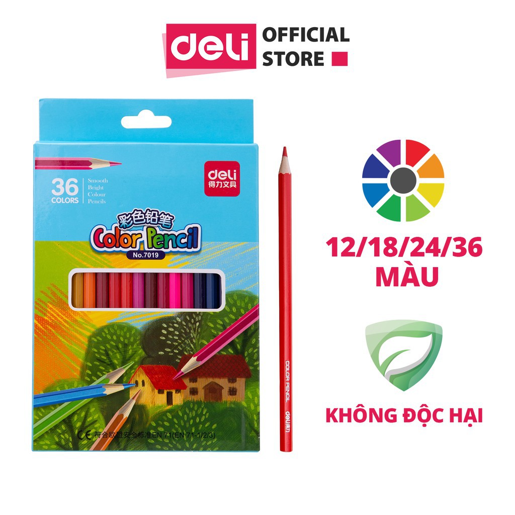 Bút chì màu học sinh Deli - 12 màu/24 màu/