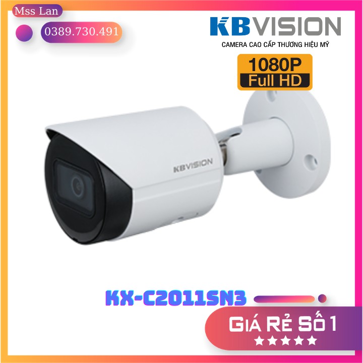 Camera IP 2.0Mp Thân Sắt Ngoài Trời KBVision KX-C2011SN3, Hồng Ngoại 30m - Bảo Hành 24 Tháng