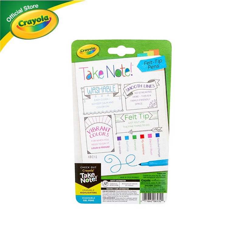 Bộ 6 cây bút dạ Ghi chú Crayola, dễ tẩy rửa - 586532