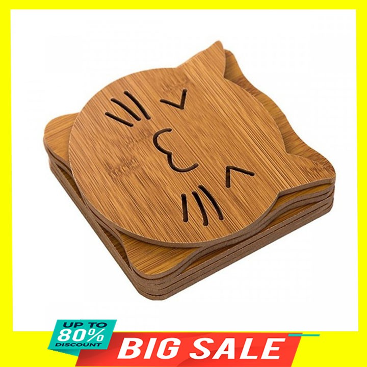 1 miếng lót nồi lót cốc lót bát đa năng bằng gỗ 15x15cm dày 0.5cm