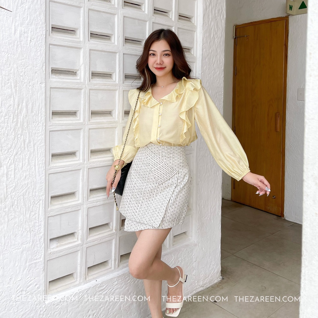 ÁO SƠ MI CỔ BÈO ZAREEN SOM60 VÀNG