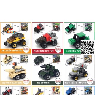 1284 Xe lego mini siêu xin nhiều mẫu xe hoả tiển xe tăng xe đi rừng xe tải siêu xe máy bay