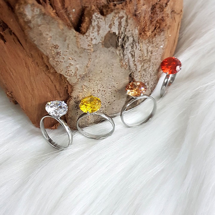 Nhẫn nữ đính viên đá màu lớn (10 li).