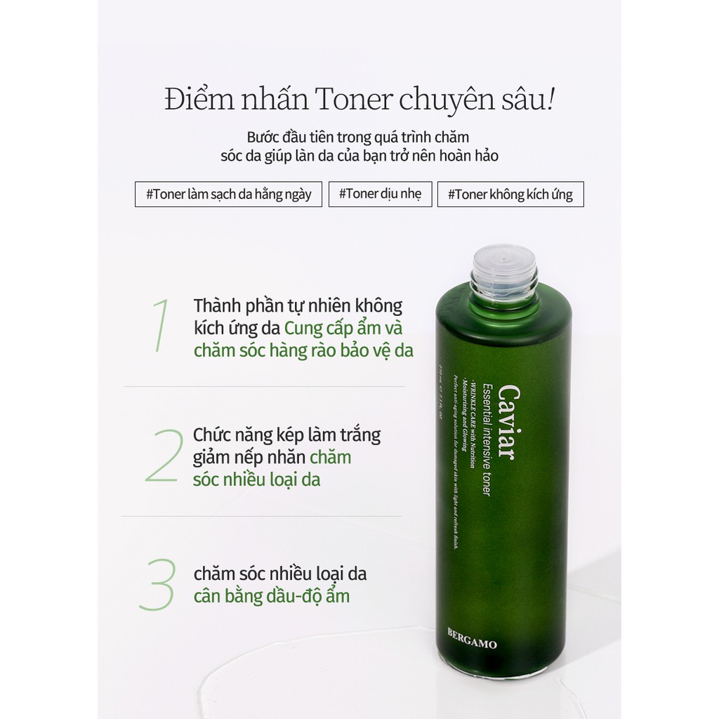 Toner tinh chất trứng cá Bergamo dưỡng ẩm chuyên sâu 210ml