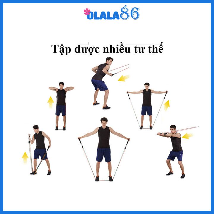 Dây ngũ sắc tập gym đa năng  Full Body Dây kháng lực tập Gym, dụng cụ tập gym tại nhà - móc gài  OLALA 86