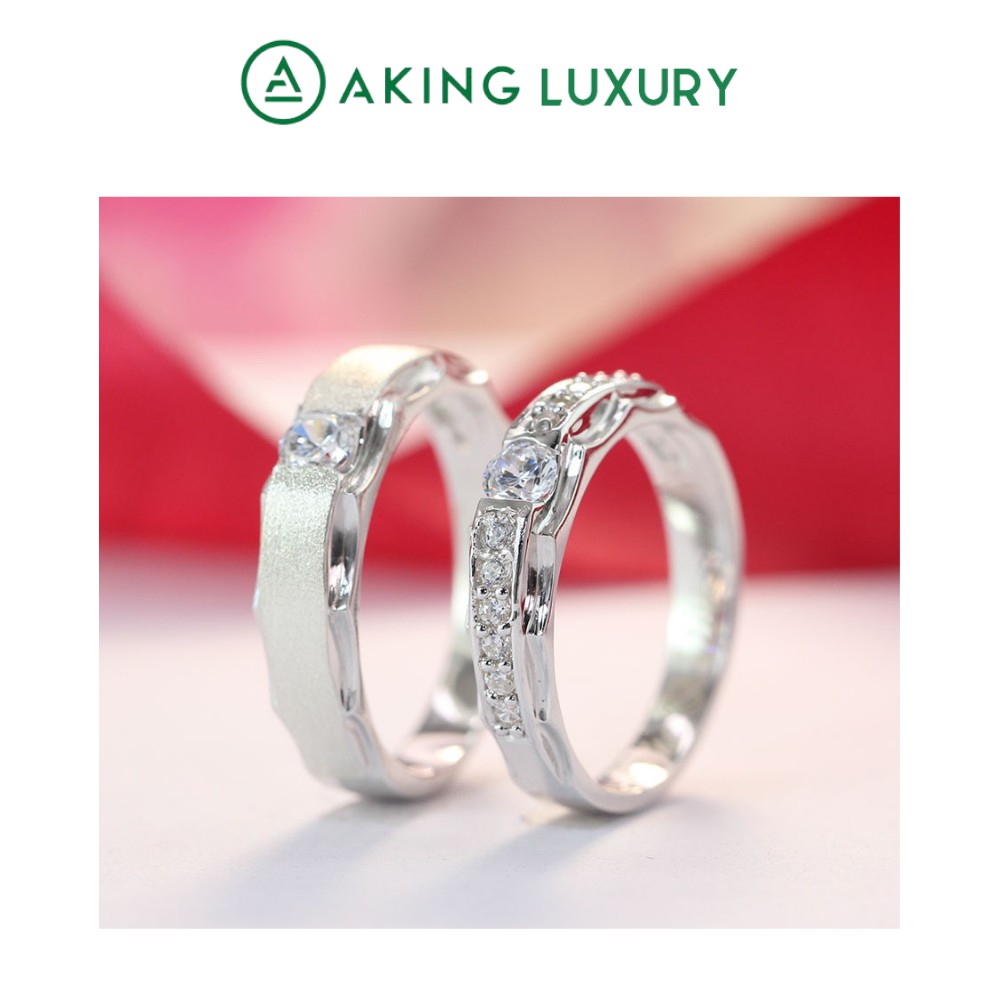 Nhẫn cặp AKING LUXURY AK31 cao cấp, Nhẫn nam, nhẫn nữ được thiết kế đồng điệu, điểm nhấn những viên đá tạo sự sang trọng