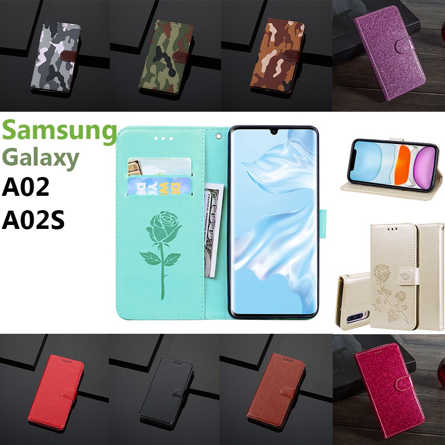 Bao da điện thoại dạng ví bảo vệ toàn diện cao cấp cho Samsung Galaxy A02 / A02S