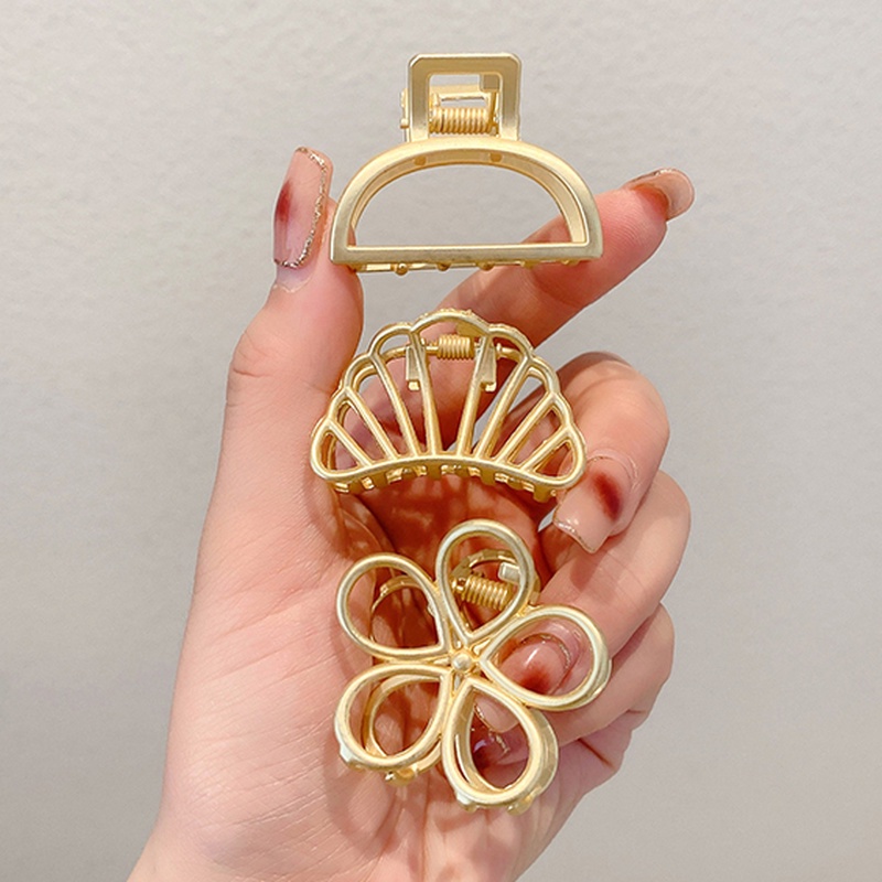 Kẹp Tóc Kim Loại Màu Vàng Đơn Giản Thời Trang Hàn Quốc Cho Nữ