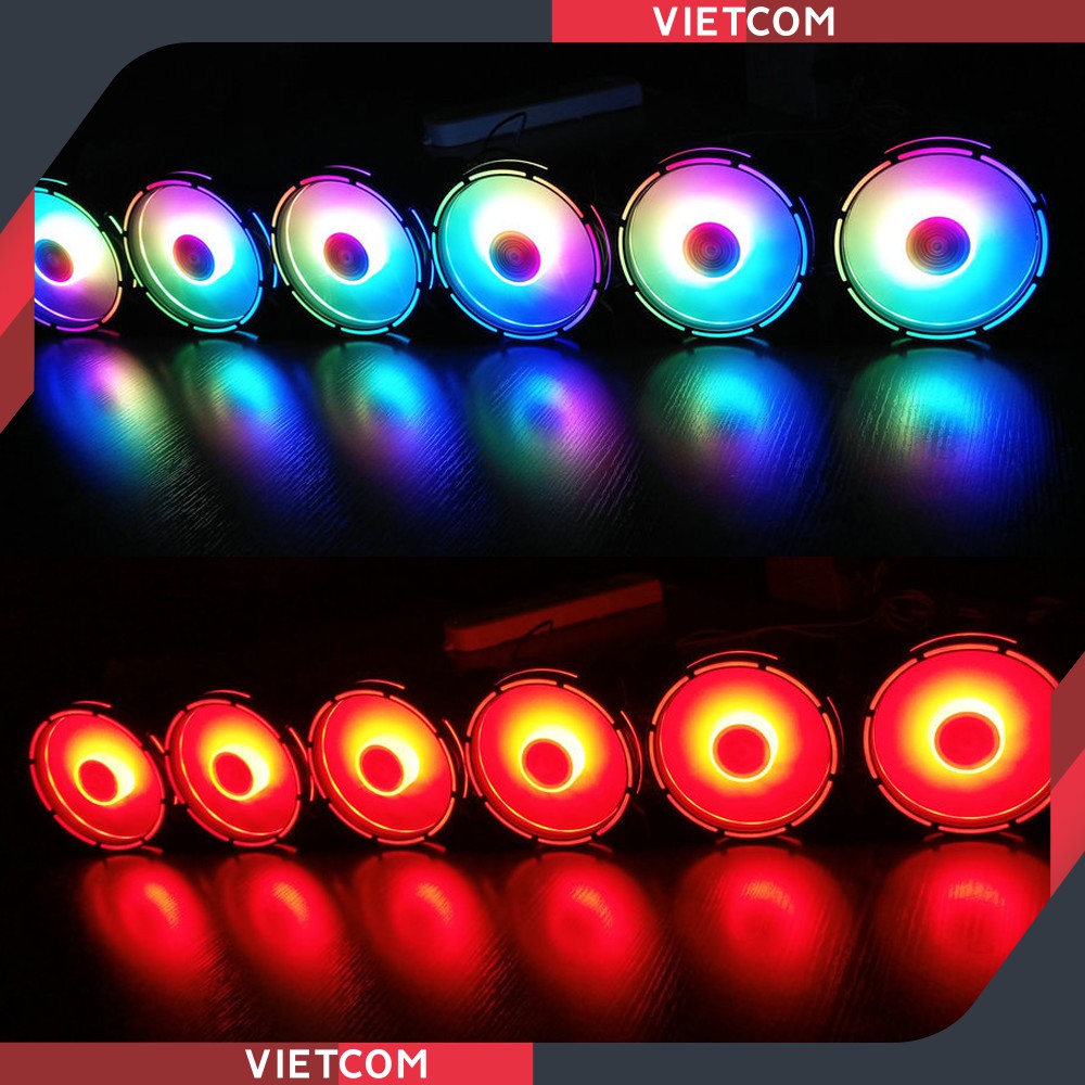 Fan Led RGB Coolmoon V9 - Led RGB Dual Ring (Led tâm + Led viền) - Đồng Bộ Hub Coolmoon