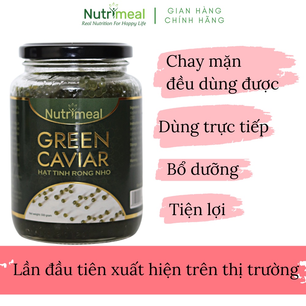 Hạt Tinh Rong Nho Nutrimeal Hủ Thuỷ Tinh 500gr (Ăn Trực Tiếp, Chay Mặn Đều Dùng Được)