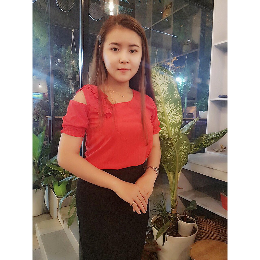 Áo sơ mi nữ GIÁ SỈ kiểu hở vai cột nơ siêu xinh