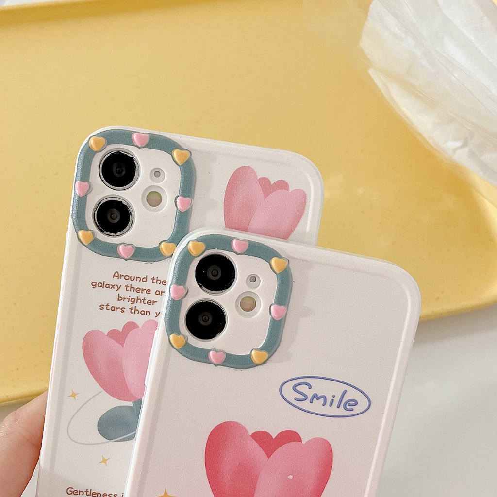 Ốp Điện Thoại TPU Silicon Chống Rơi Họa Tiết Hoa Tulip Cho iphone 13 12 mini 11 Pro Max XS Max X XR 8 7 Plus