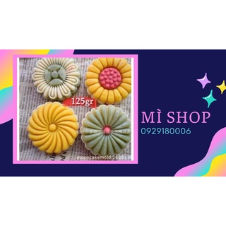 khuôn trung thu lò xo 125g HOA NỔI , 4 mặt 1  nhấn