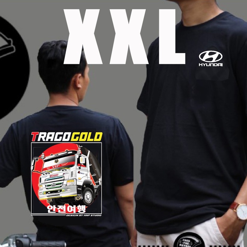 Áo thun xe tải Hyundai Trago Gold, cotton mát 4 chiều, sắc nét chống nhiễm màu | Hà Nội Phố Xe Tải