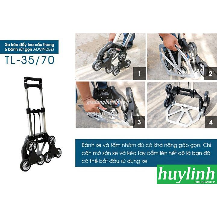 Xe kéo đẩy hàng leo cầu thang rút gọn Advindeq TL-35/70