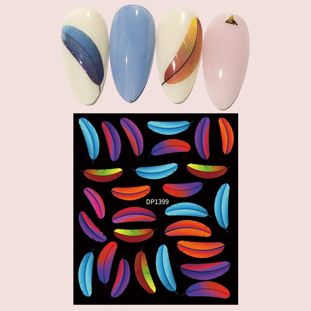 Miếng Dán Móng Tay Hình Lông Vũ 12 Màu Sắc Dạ Quang DIY