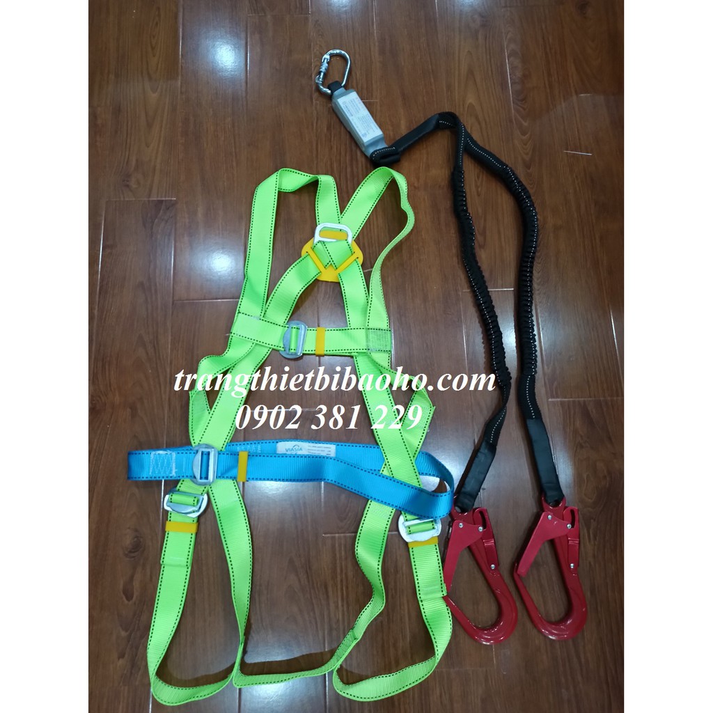 Dây an toàn toàn thân 2 móc nhôm thun đàn hồi giảm sốc sốc Hàn Quốc - DTT-HQ-2MN-GS(DH)