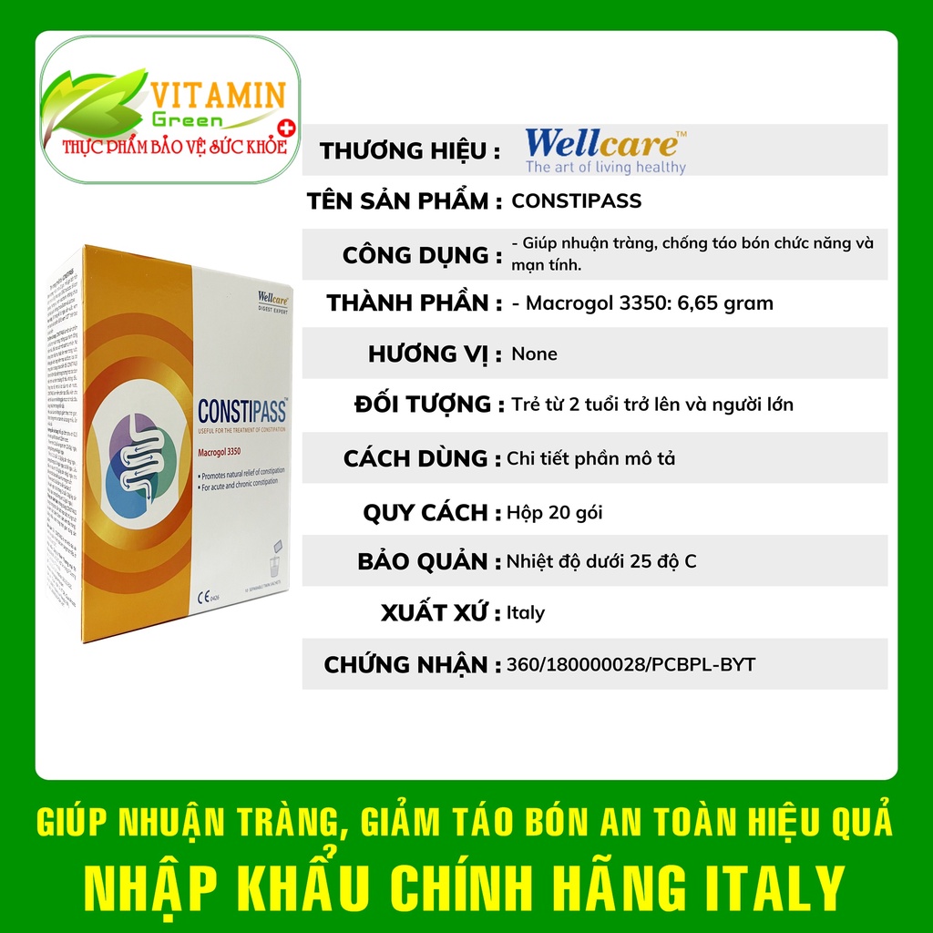 CONSTIPASS giúp nhuận tràng, chống táo bón cho bé từ 2 tuổi và người lớn an toàn, hiệu quả | Nhập khẩu chính hãng Italy