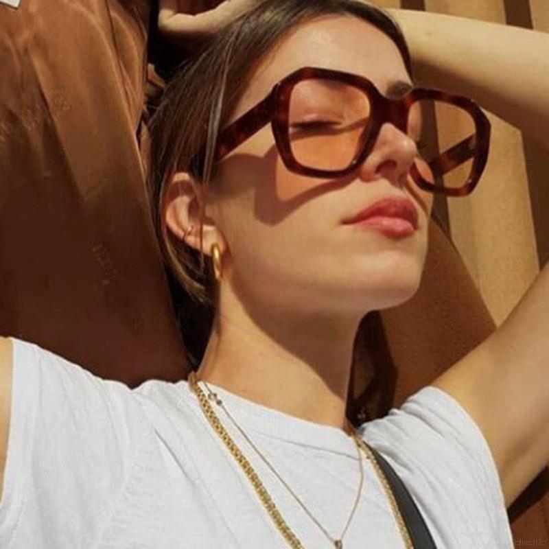 Kính mát gọng vuông lớn phong cách retro Âu Mỹ