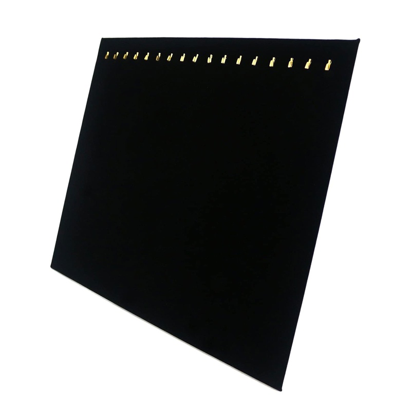 Khay Trưng Bày Trang Sức Bằng Nhung Một Hàng Màu Xám Đen Có Móc Treo