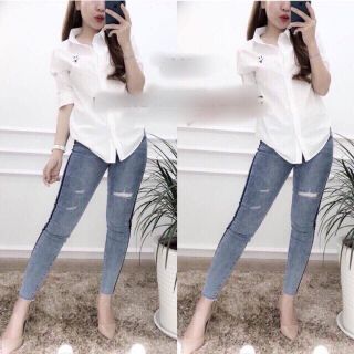 Áo sơ mi nữ in hình mặc cười