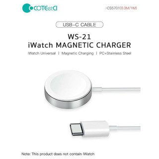 Cáp sạc nhanh không dây CoteetCi cổng Type C cho Apple Watch size 1,2,3,4 Chính Hãng