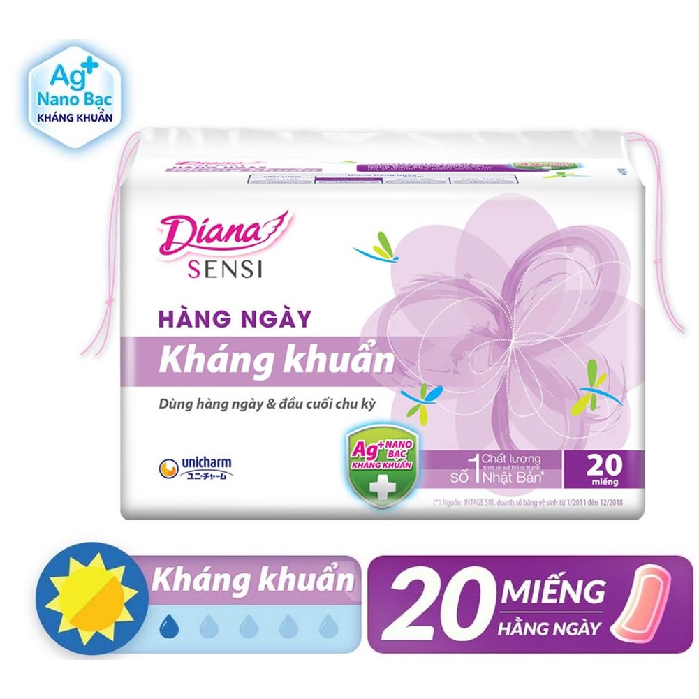 [Chính hãng] Băng Vệ Sinh Diana Siêu Mỏng Cánh (8 miếng)- BVS Hằng Ngày Diana