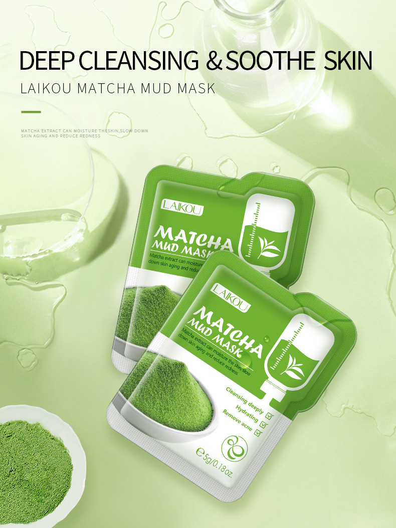 LAIKOU Longjing Matcha Green Clay Mask 12 chiếc Làm mới Dưỡng ẩm Dưỡng ẩm