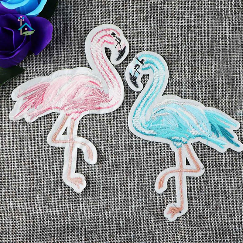 NU Garment Accessories Embroidered Edge Small Fresh Flamingos Embroidery Cloth Stickers Sew Patches DIY Subsidies .vn