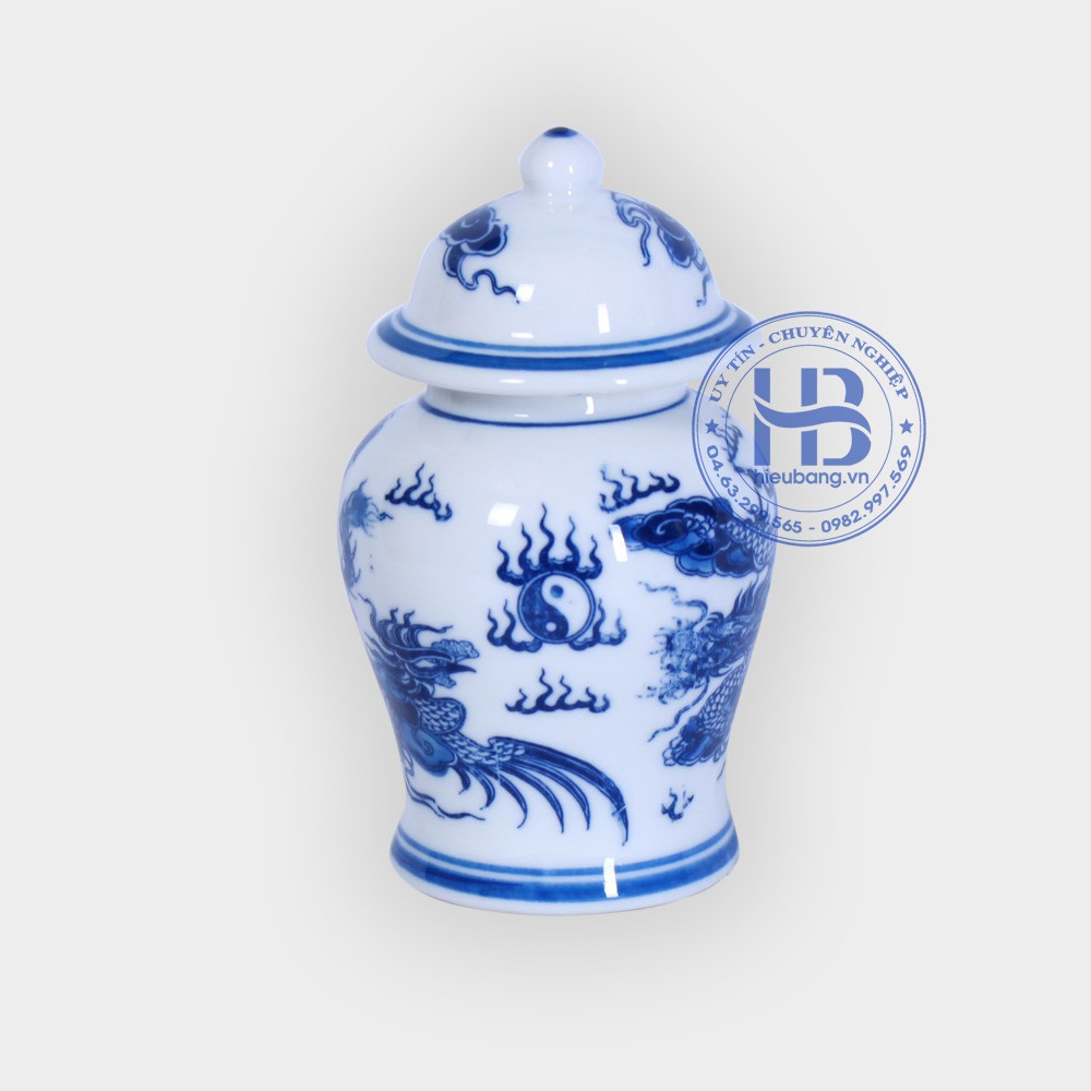 Chóe đựng muối, gạo, nước thờ cúng men lam bát tràng