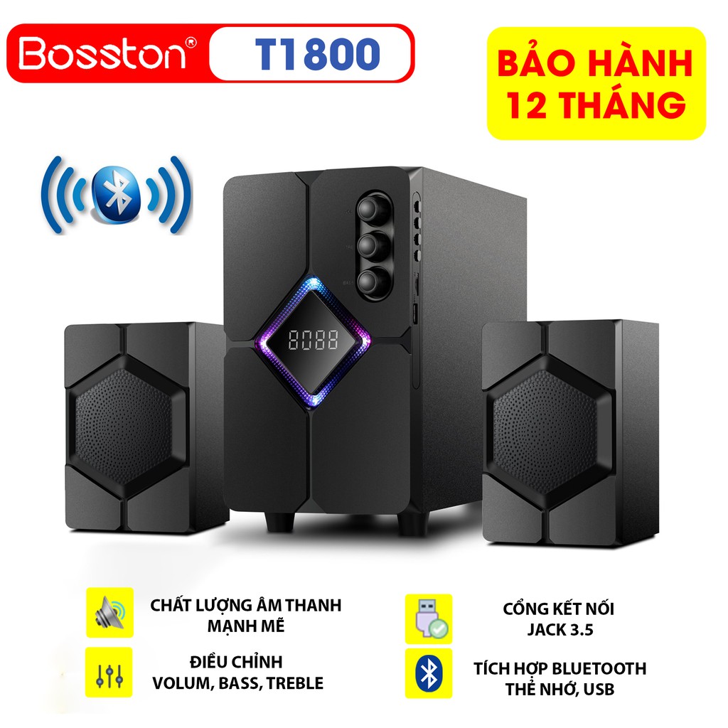 Loa vi tính bluetooth Bosston T1800 - Công suất 40W, BH chính hãng 12 tháng - Led RGB - Âm thanh HD