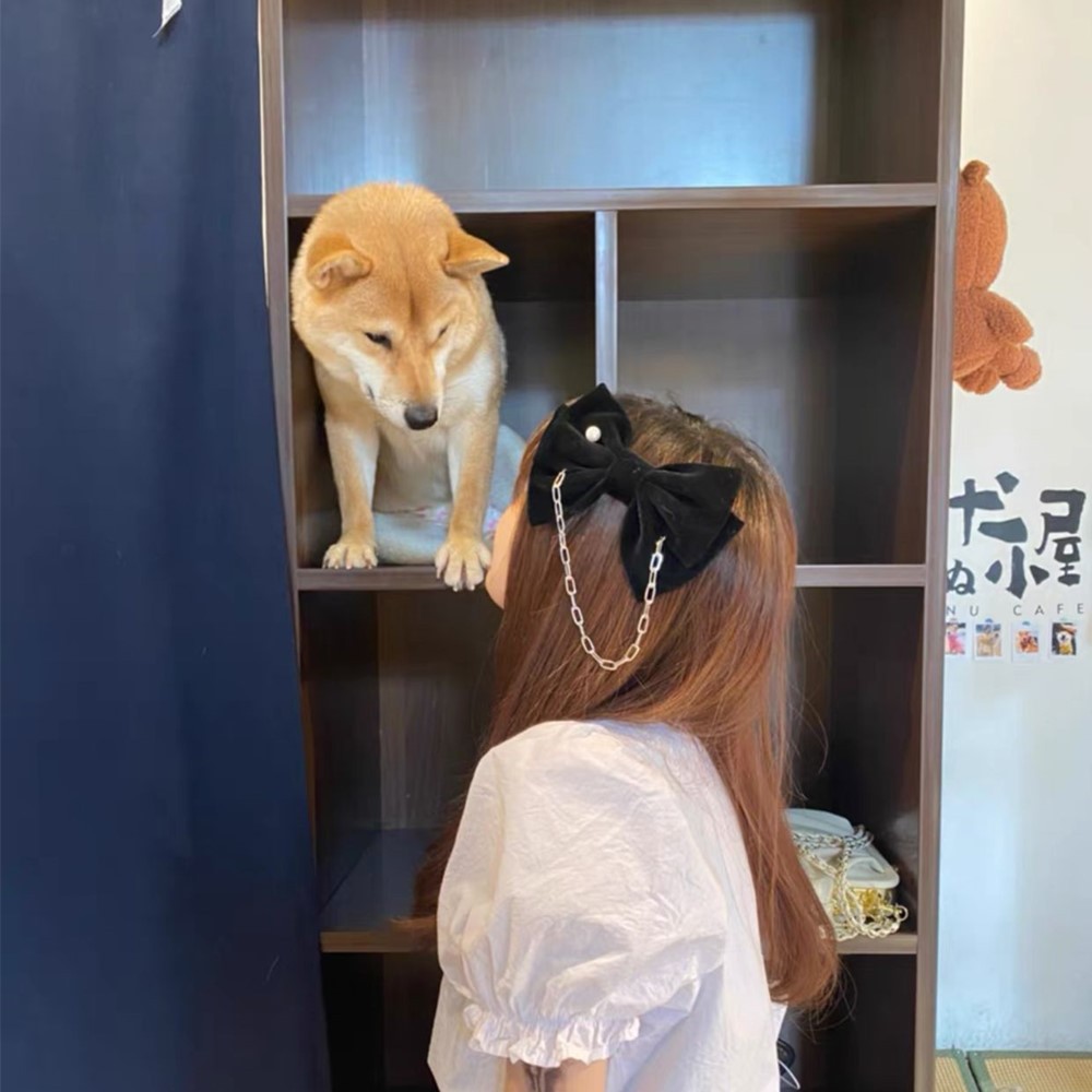 Kẹp Tóc Nơ Dây Nhung Đính Ngọc Trai