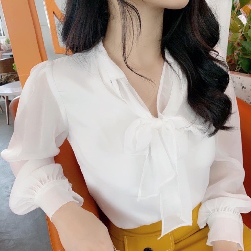 [Mã FASHIONGREEN hoàn 10% tối đa 50K xu đơn 300K] ANU88 - ÁO SƠ MI NỮ VOAN TƠ CỔ NƠ TO TAY BỒNG | BigBuy360 - bigbuy360.vn