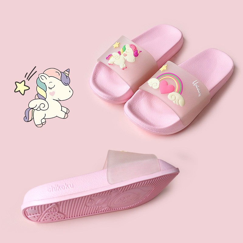 Dép hoạt hình Unicorn cho mẹ và bé thoải mái mang ở nhà AYUER