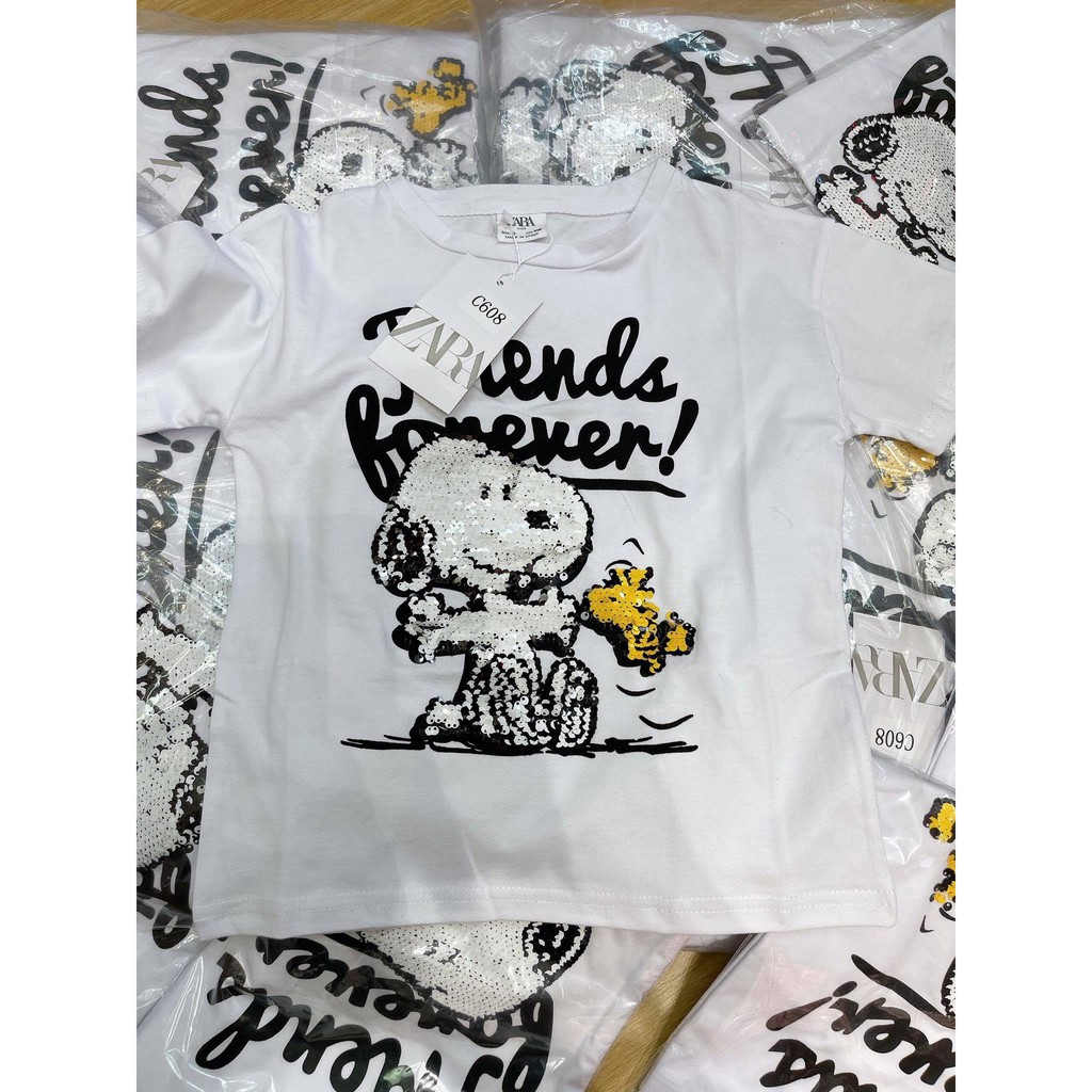 Áo cộc tay Zr Snoopy đính cườm ❤️ FREESHIP ❤️ Áo cộc tay Zr Snoopy đính cườm cho bé