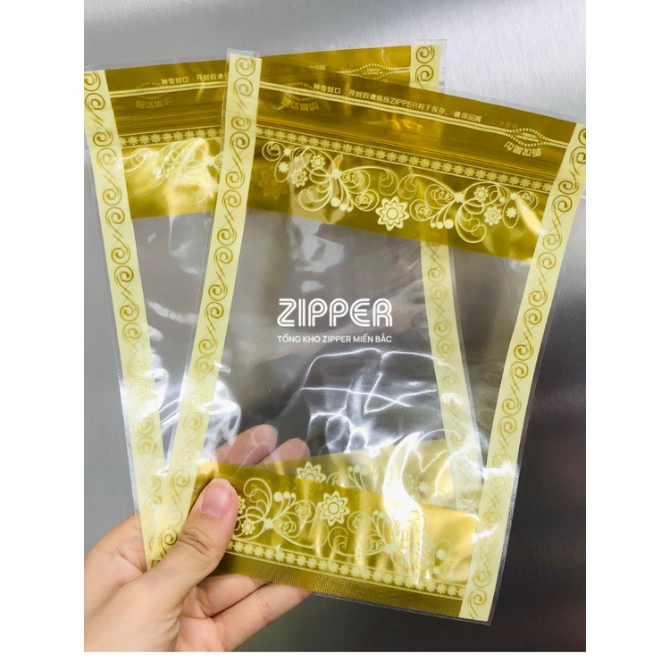 1KG Túi zip đáy đứng in bông hoa vàng/đỏ đựng đồ ăn vặt