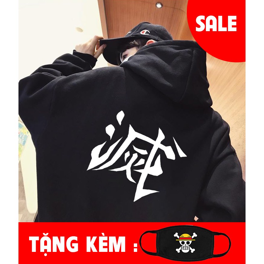 🔥SALE SỐC🔥 Áo Hoodie đen in hình Kimetsu No Yaiba đẹp giá rẻ