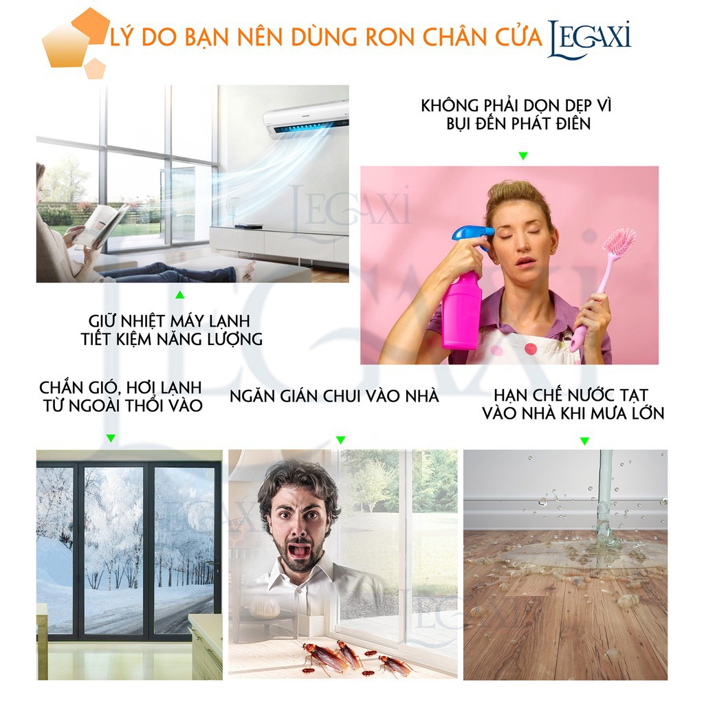 Combo 2 Mét Ron Chân Cửa Cao Su Cải Tiến Dán Chống Bụi Côn Trùng 25 35 45mm Legaxi