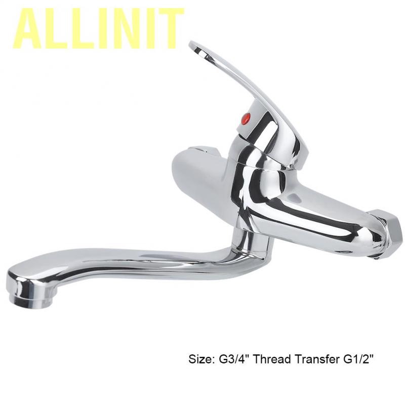 Allinit Wall Mounted Kitchen Sink Faucet Cold Water Mixer Tap Double Holes