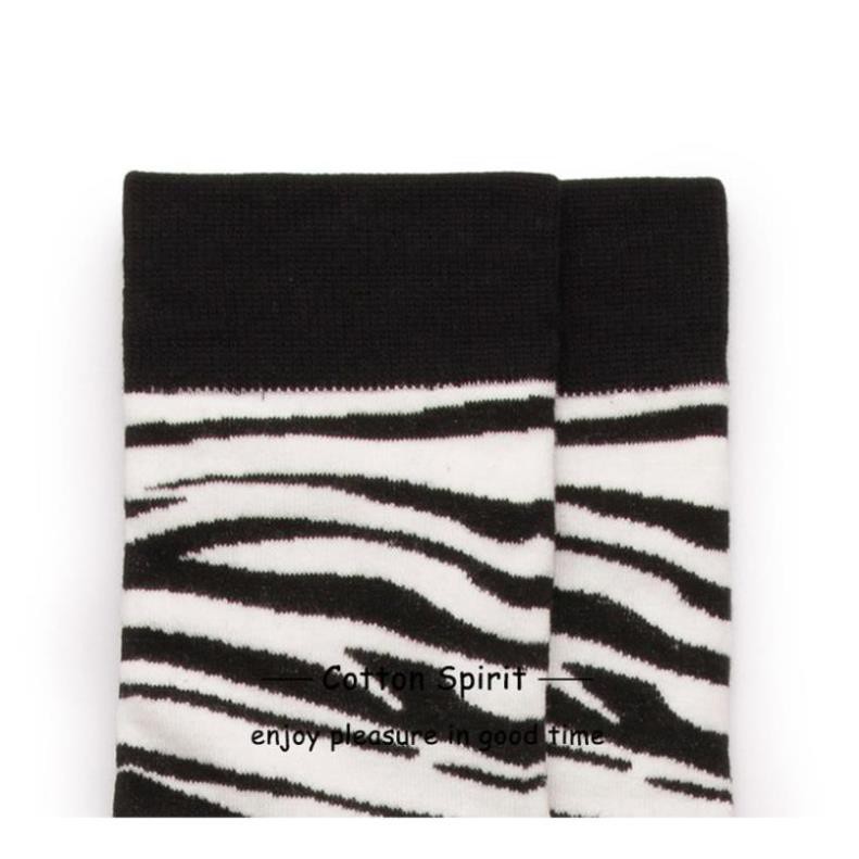 Vớ Cổ Cao Cotton Học Tiết Kẻ Sọc Ngựa Vằn Nam Nữ Tất Cổ Cao Phong Cách Tây Ulzzang Kiểu Dáng Thời Trang