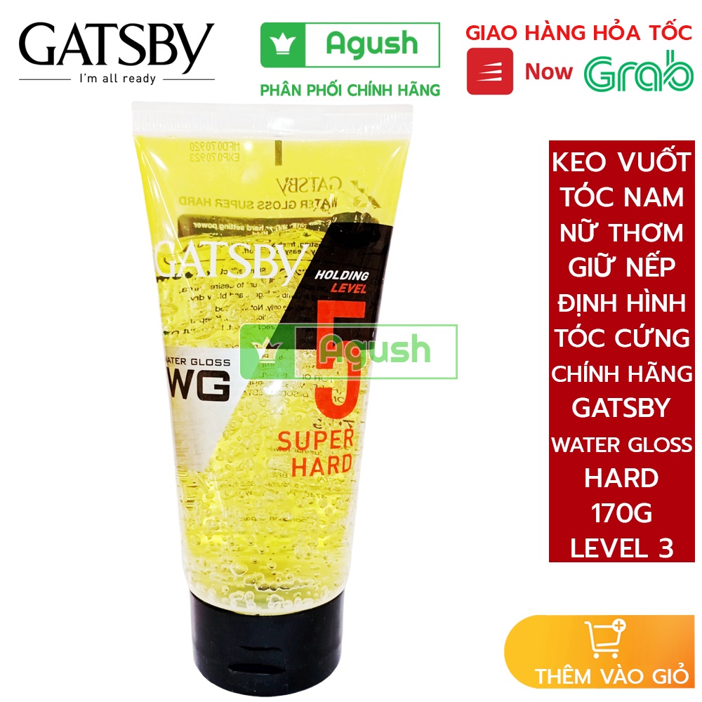 Keo vuốt tóc nam nữ thơm giữ nếp chính hãng Gatsby Water Gloss Super Hard chai 170g định hình mái cứng bóng mượt giá rẻ