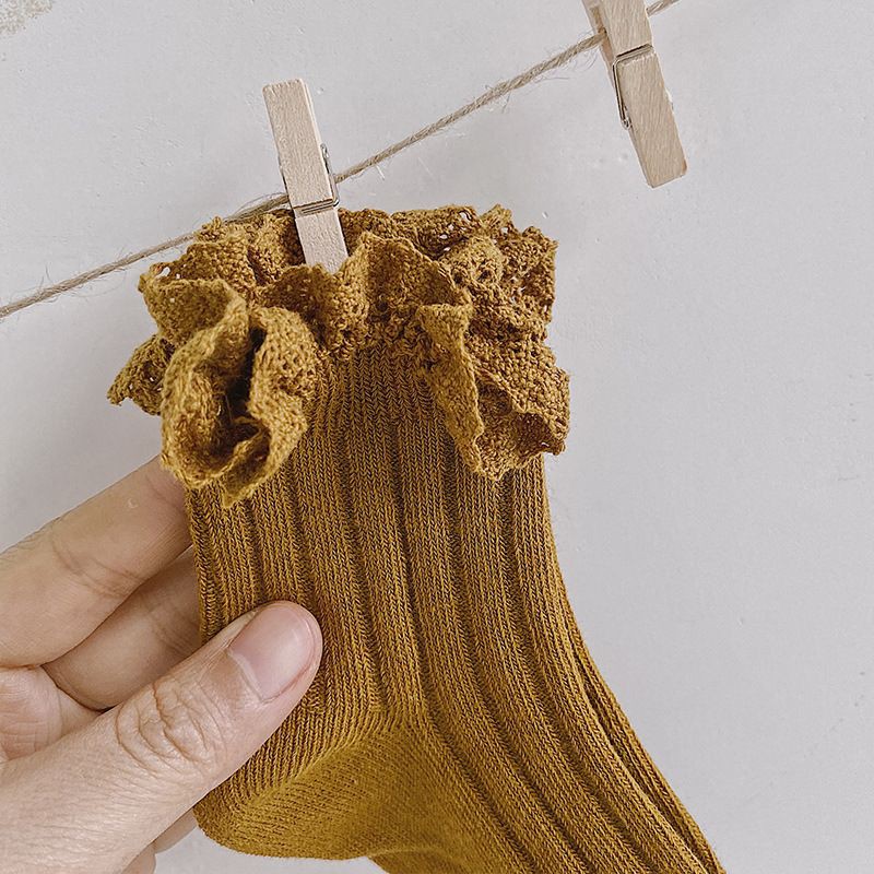 Tất phối ren cổ cao xuất Hàn cho bé gái