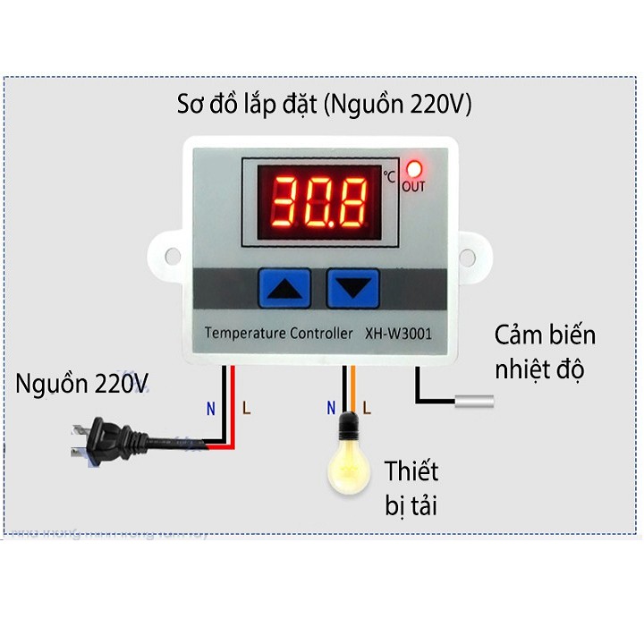 CÔNG TẮC CẢM BIẾN NHIỆT ĐỘ XH-W3001 220V