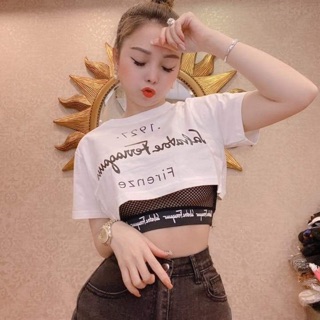 ÁO CROPTOP KÈM ÁO DÂY LƯỚI HÌNH THẬT 🌱🌱🌱